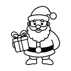 cartoon santa claus holding a gift box isolated