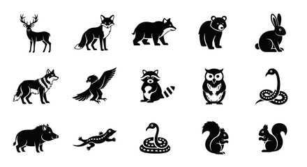 Fototapeta premium Diverse Wildlife Silhouettes: A collection of animal silhouettes, showcasing the beauty and diversity of the animal kingdom. perfect for creative projects.