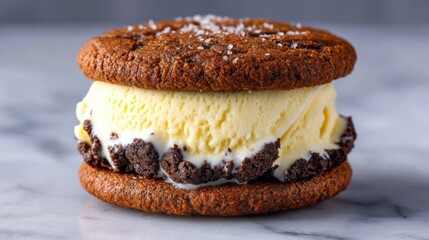 Ice cream sandwich on marble