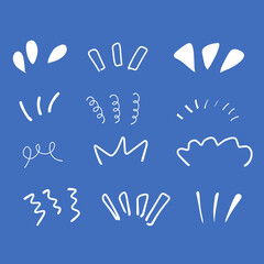 Set of hand-drawn bursts, sunbeams and decorative flourishes