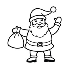 cartoon santa claus holding a gift box isolated