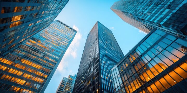 Modern Cityscape with International Corporations and Skyscrapers
