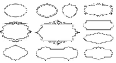 Collection of elegant decorative ornamental frames and borders in various vintage and classic styles, perfect for design.