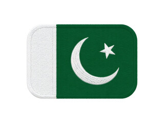 The embroidered badge presents Pakistan's national flag with its iconic crescent moon and star symbol in green and white, transparent background