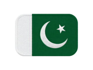 The embroidered badge presents Pakistan's national flag with its iconic crescent moon and star symbol in green and white, transparent background