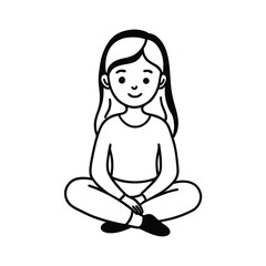 cute cartoon girl sitting cross legged design
