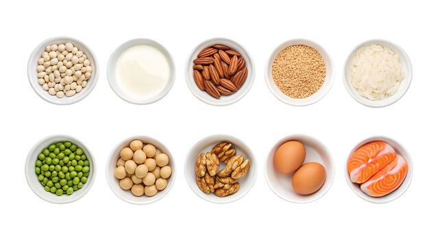 Healthy food sources protein fats nutrition diet on transparent background