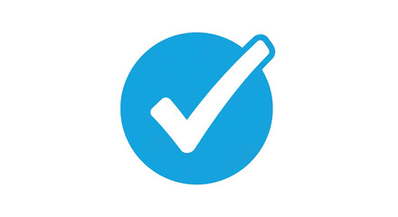 Blue checkmark symbol isolated on a transparent background