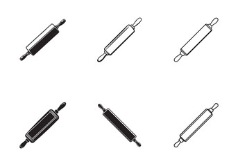 set of rolling pin icon line art vector illustration