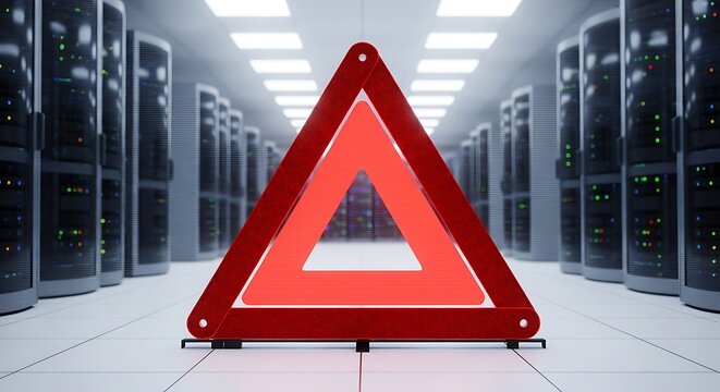 Server Room Emergency Data Center Alert and Hazard Warning. (AI Generated)