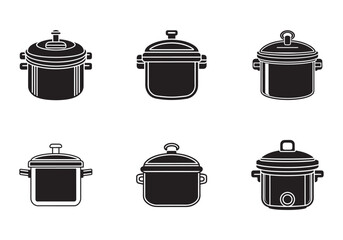 pressure cooker icon silhouette vector illustration