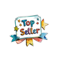 Top Seller & Best Seller Badge Collection, and Premium Styles Bestseller Award Labels & Ribbons – Gold, Black, and Colorful Vector Icons,Premium Quality Seller Badges – Round, generative ai