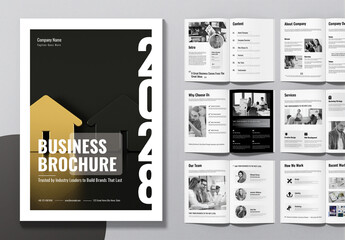 Business Brochure Layout With Black And White Accents