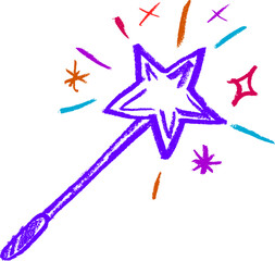 Magic Wand Colorful Crayon Chalk Drawing Vector