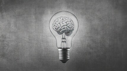 Abstract representation of innovation showcasing brain inside illuminated bulb