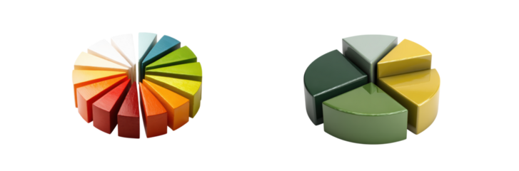 Colorful Pie Charts Representing Data Segmentation and Analysis