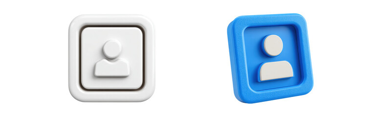Stylish Icons of User Profile in White and Blue Color Schemes