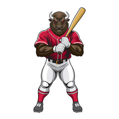 baseball mascot bison vector illustration bison baseball design