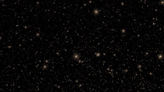 Beautiful loop falling gold stars dust particles on black abstract background.