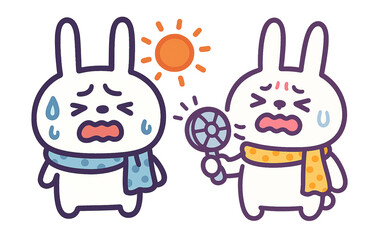 猛暑にうんざり！汗だくうさぎの夏バテイラスト