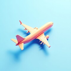 Sleek Passenger Airplane Model Isolated on Vibrant Blue Background 