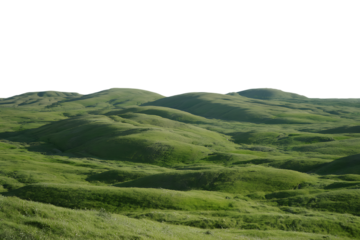 Rolling green hills under a dark sky