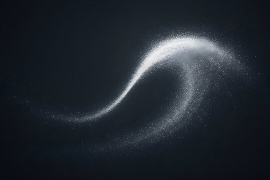 An elegant and minimalist abstract image of a white, glowing swirl of smoke or energy on a black background.
