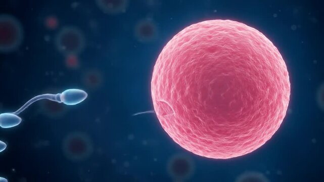 Detailed illustration of sperm and ovum fertilization educational and scientific graphic for presentation and publication