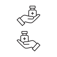薬瓶を持つ手のアイコン