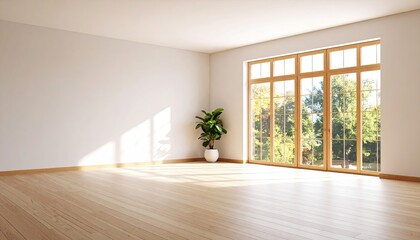 Fototapeta premium Empty bright room with large window