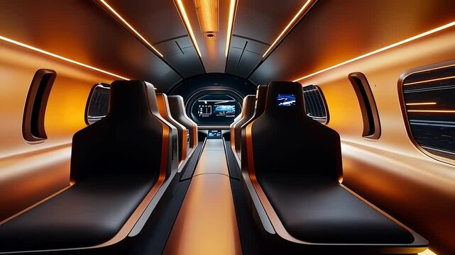 Futuristic Hyperloop Interior with Sleek Design and Advanced Technology Integration