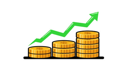 Growing Wealth Stack isolated on a transparent background