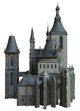 3D rendered medieval building with towers - 3D illustration