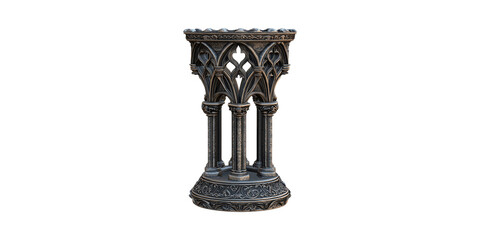 Gothic Architectural Column With Intricate Carvings. Medieval Design And Historical Artistry Isolated On Transparent Background