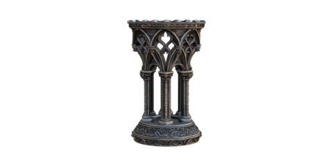 Gothic Architectural Column With Intricate Carvings. Medieval Design And Historical Artistry Isolated On Transparent Background