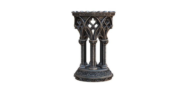 Gothic Architectural Column With Intricate Carvings. Medieval Design And Historical Artistry Isolated On Transparent Background