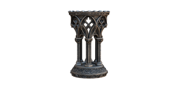 Gothic Architectural Column With Intricate Carvings. Medieval Design And Historical Artistry Isolated On Transparent Background