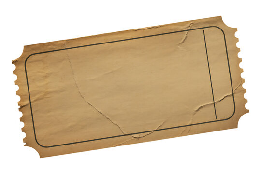 Vintage blank ticket isolated on transparent background