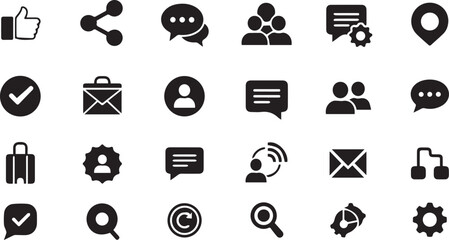 Social Media Engagement Icon Set – Like, Comment, Share & Reaction Symbols for UI/UX, Apps & Digital Communication | Vector Line Style


