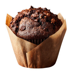 A chocolate chip muffin on transparent Background