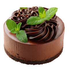 Chocolate cake with mint on transparent Background