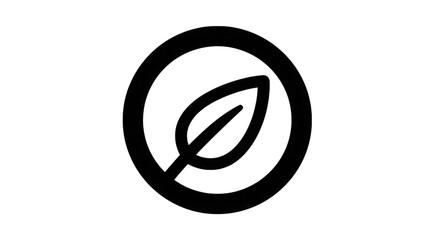 Leaf within circle emblem isolated on a transparent background