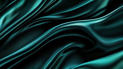 Abstract turquoise fabric texture with flowing folds and smooth gradient surface