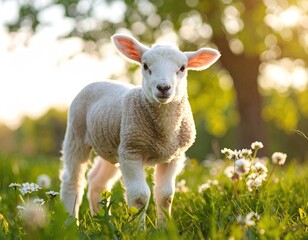Obraz premium Cute lamb in a meadow