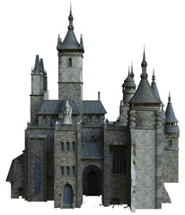 3D rendered medieval building with towers - 3D illustration