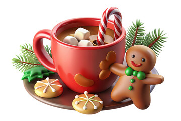 Christmas Hot Cocoa with Gingerbread and Candy – Holiday Treat Illustration