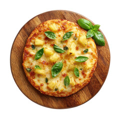 Pizza with pineapple top on transparent Background