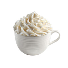Cup filled with cream on transparent Background
