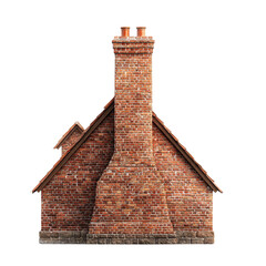 Brick house with chimney on transparent Background