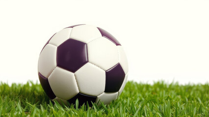 Fototapeta premium Soccer ball resting on vibrant green grass setting the stage for an exciting match on a sunny day